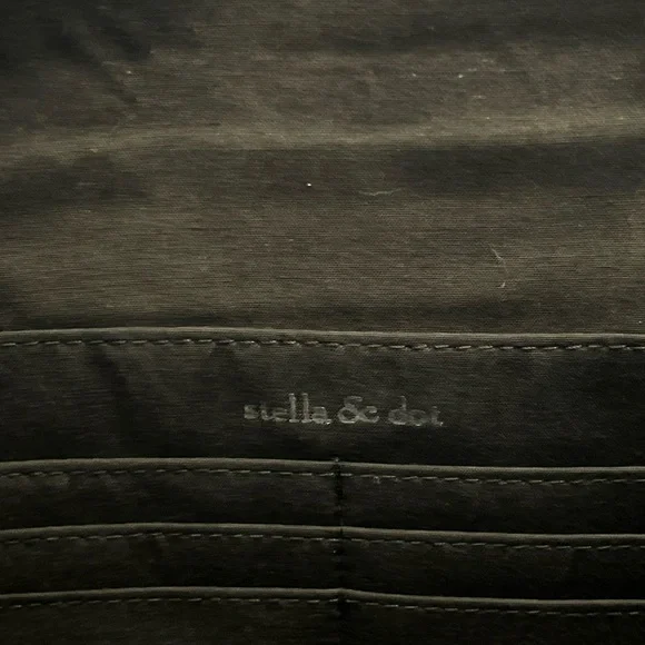 Stella & Dot Taj Clutch Cotton Credit Card Slots Snap Closure Black Embroidery - Picture 11 of 11
